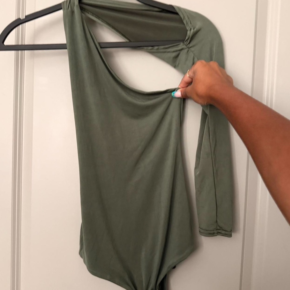 Olive Green Asymmetrical Women's Top